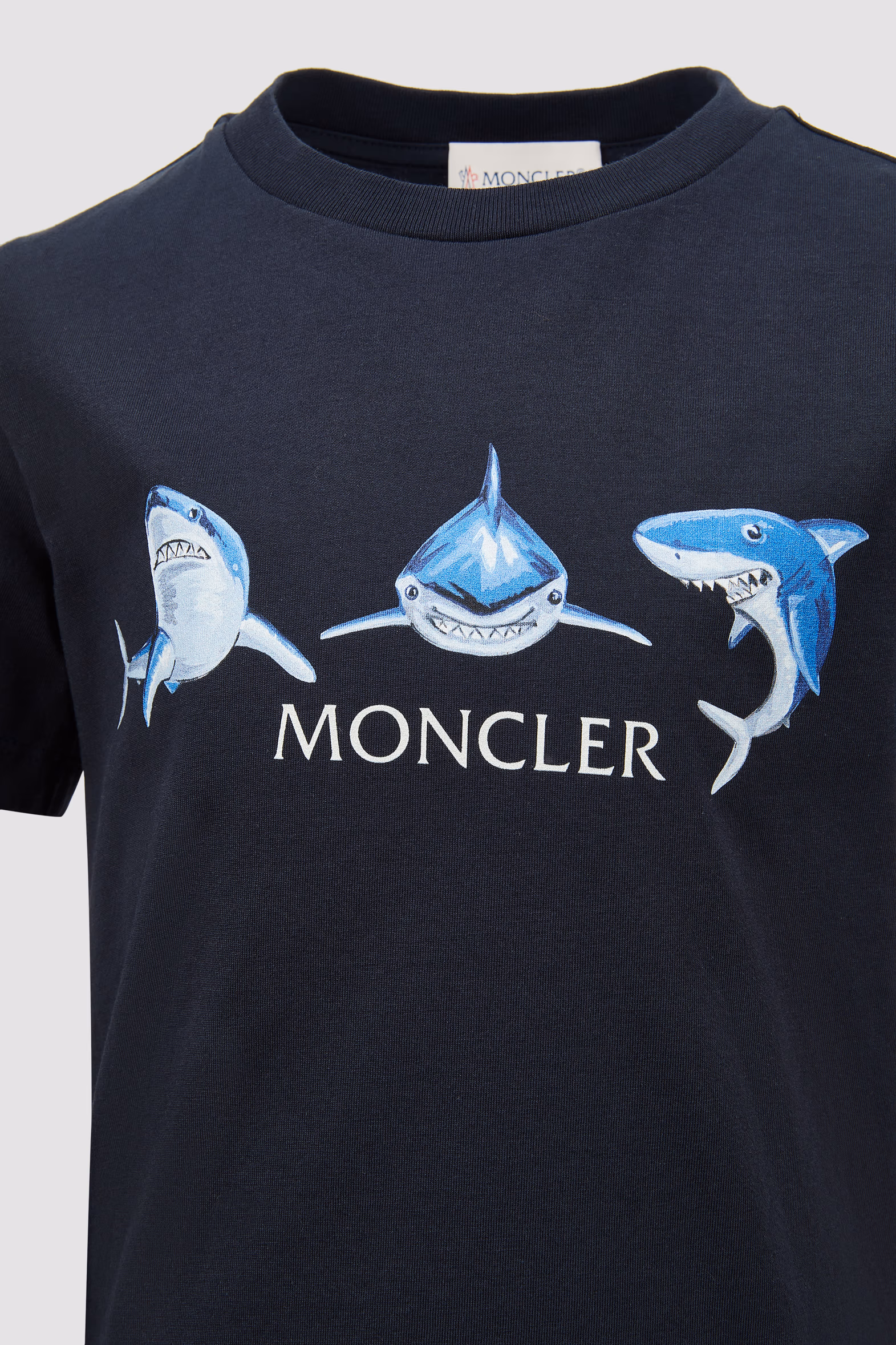 Shark Motif Cotton Jersey Set Boy Navy Blue Moncler 4